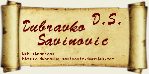 Dubravko Savinović vizit kartica
